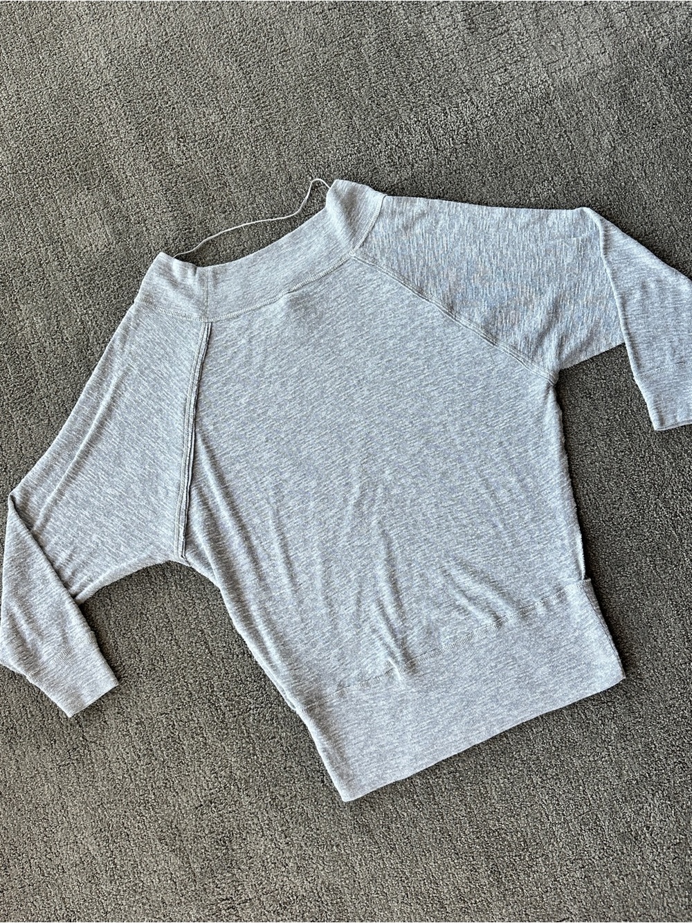Free People We The Free Gray Thermal Knit Dolman Crop Pullover Top - S